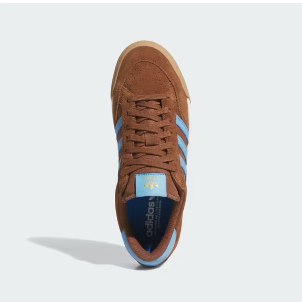 Adidas Brown Sneakers with Blue Stripes - Picture 2 of 5